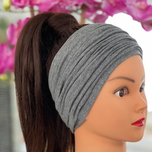 Charcoal Scrunch Headband, Extra Wide Headband, Yoga Headband, Nurse Headband, Workout Headband, Women Headband, Men’s Headband