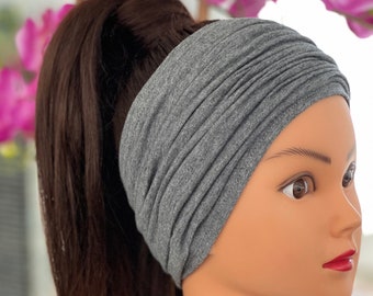 Charcoal Scrunch Headband, Extra Wide Headband, Yoga Headband, Nurse Headband, Workout Headband, Women Headband, Men’s Headband