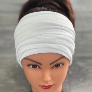 Hair Wrap, Long Headband, Tie Headband, Wide Jersey Head Scarf, Boho Hair Wrap, Headscarf, Hair Accessories, Women Hair Accessory, Off White