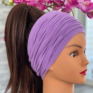 Lilac Extra Wide Scrunch Headbands, Jersey Headband, Scrunch Headband, Yoga Headband, Running Headband, Women Headband, Men Headband