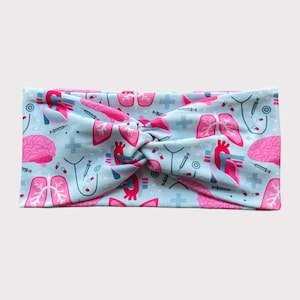 Lungs Nurse headband, Buttons Nurse Headband, Lungs Headband, Extra Wide Headband, wide Headband, Healthcare Headband, Magnetic Buttons