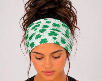 St Patrick’s Day Scrunch Headband, Scrunch Headband, Extra Wide Headband, Running Headband, Workout Headband, Fitness Headband