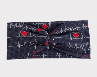 Heart Beat headband, Nurse Headband, Top Knot Buttons Headband, Turban Headband, Twist Headband, Doctor Headband