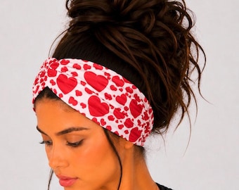 Diademas turbante de San Valentín, diadema turbante floral, diadema ancha, diademas extra anchas, diadema elegante