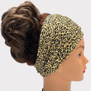 Cheetah  Scrunch Headband, Extra  Wide Headband, Scrunch Headband, Running Headband, Workout Headband, Wide Headband