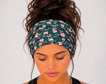 Floral Scrunch Headband, Scrunch Headband,  Nurse Headband, Boho Headband, Buttons Headband, wide Headband, Healthcare Headband