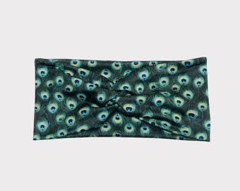 Peacock Headband, Extra Wide Headband, Twist Headband, double twist Headband, Exercise Headband, Yoga Headband, Turban Headband