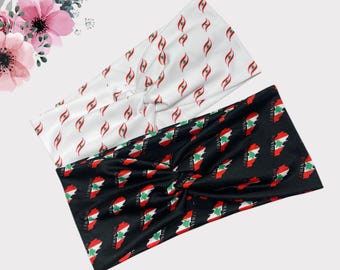 Lebanon Flag Headband, Twist Headband, Double Twist Headband, Twist Headband, Extra Wide Headband, Turban Headband