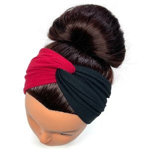 Black and Red Turban Headband, Nurse Headband, Extra Wide Headband, Twisted Headbands, Healthcare Headband
