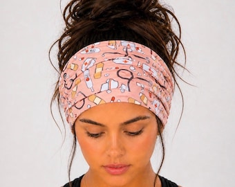 Nurse Scrunch Headbands, Extra Wide Headband, Workout Headband, Scrunch Headband,  Wide Headband, Women Headband