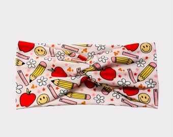 Floral Teacher Headband, School Headband, pencil Headband, School Headband, Apple Headband, Knot Headband, Back to School Headband