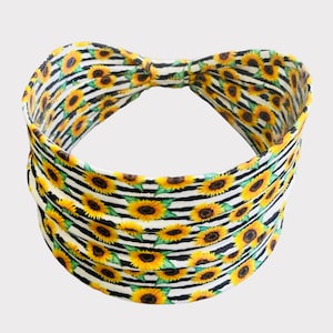 Sunflower Headband, knot Headband, Top knot Headband, Wide Headband, Floral Headband, Twisted Headband, Teacher Headbands