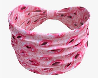 Valentine’s Headband, Valentine’s Lips Headband, Extra Wide Headband, Twist Headband, Yoga Headband
