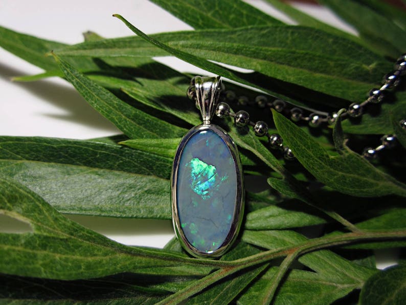 Australian Opal Pendant Necklace 925 Sterling Silver