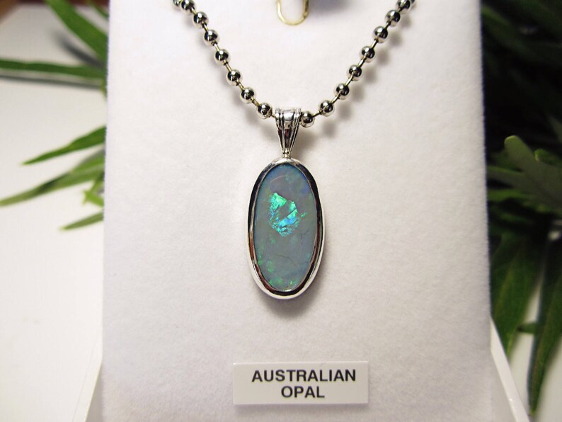 Australian Opal Pendant Necklace 925 Sterling Silver