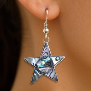 Star Shell Dangle Earrings – Sterling Silver Plated, Fair Trade Mexican Artisan Jewelry