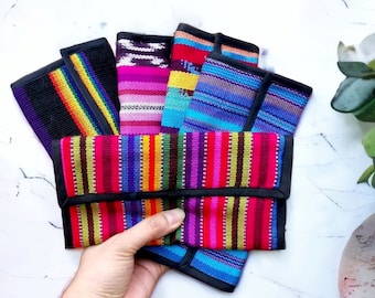 Handmade Guatemalan Striped Purse, Multi Compartment Shoulder Bag