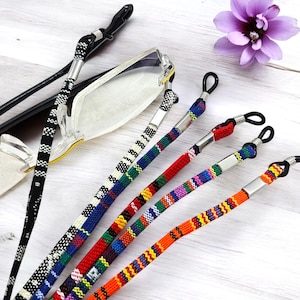 Multicolor Glasses Holder Strap, Ethnic Fabric Eyeglass Lanyard Necklace, Unisex Eyewear Cord for Sunglasses - Rope Spectacle Strap