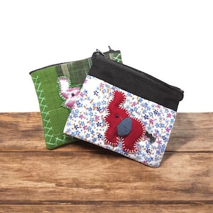 Elefant und Delfin Geldbörse - Gepolsterte Geldbörse - Boho Chic - Münztasche - Geldbörse mit Reißverschluss - Hippie-Beutel - Ethnische Geldbörse - Kreditkartenhalter - Boho