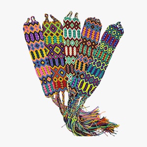 Breite mexikanische Freundschaftsarmbänder – handgefertigter Fair Trade gewebter Boho-Schmuck – 5 cm breite bunte Tribal Festival Accessoires