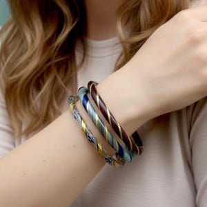 Glass Bangle, Murano Glass Style Bangle, Twisted Pattern Design, Glass Jewellery, Glass Bracelet, Tribal Bangle, Ethnic Bangle, Mexican