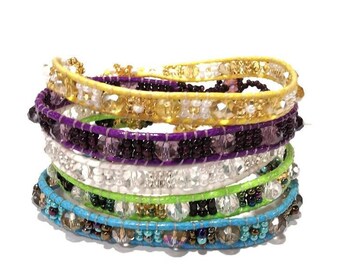 Glass Beaded Bracelet- Friendship Band- Hand beaded-Best friend gift-Mexican Bracelet- Thin Bracelet-Bohemian Gift- Boho Chic Bracelet