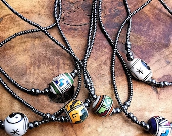 Crafts-Hair X 10 YIN YANG Small Tube *Glazed Peruvian Beads Hand painted