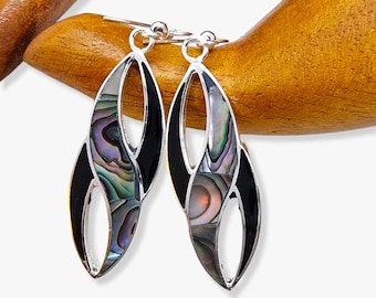 Mexican Abalone Shell Earrings | Art Deco Style | 8 Shape Earrings  | Mother of Pearl Dangles | Sea Jewellery