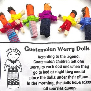 Guatemalan Worry Dolls, 6 Dolls in a Bag, Trouble Dolls for Stress Relief, Kids Party Favours, Thoughtful Friend Gift, Calming Anxiety Gift image 7