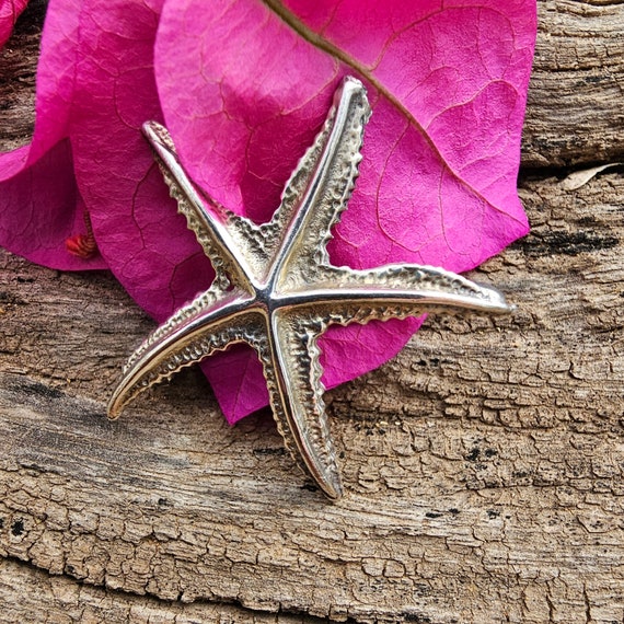 Vintage 1950's Sterling Silver Starfish Brooch - Handcrafted in Central Mexico, Animal Brooch, Silver Gift,  Sea Jewelry and Animal Lovers