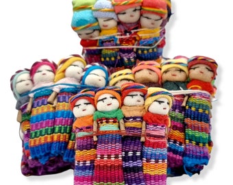 Sorgenpuppen - Guatemaltekische Puppen - Große Puppe - Trouble Dolls - Sorgenmenschen - Geschenk für die beste Freundin - Geburtstagsgeschenk - Angstgeschenk - 3er-, 6er-Set