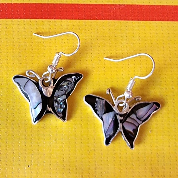 Butterfly Mother of Pearl Earrings With Mother of Pearl Inlay