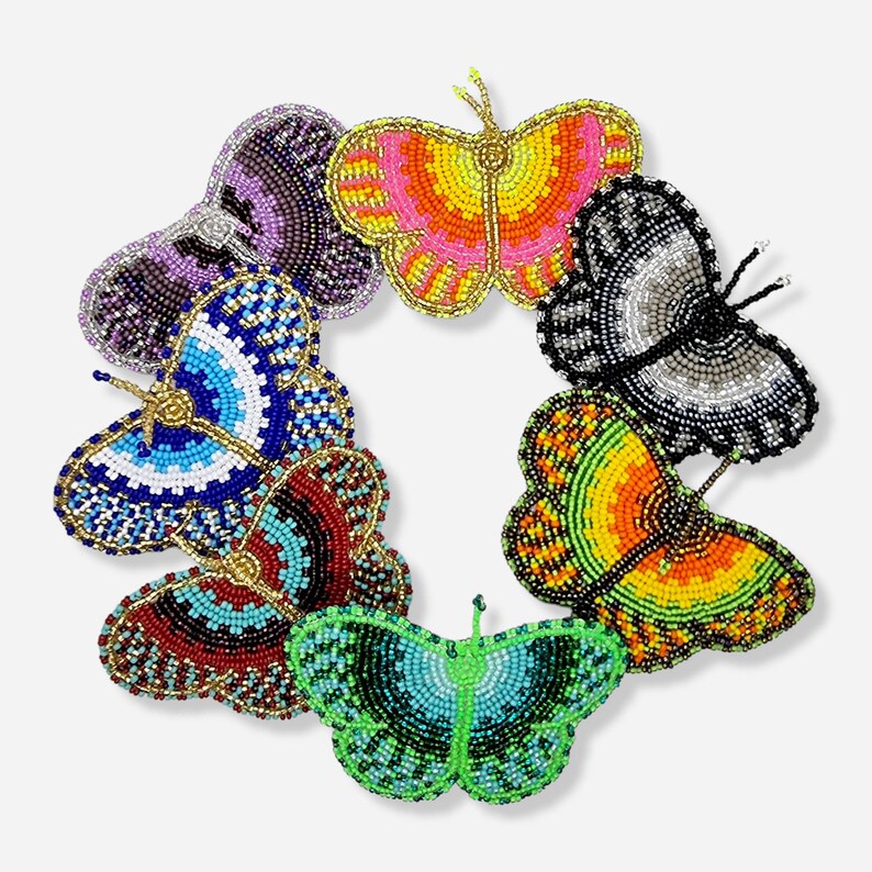 CHOKO Butterfly Beaded Hairclip- Red, Green