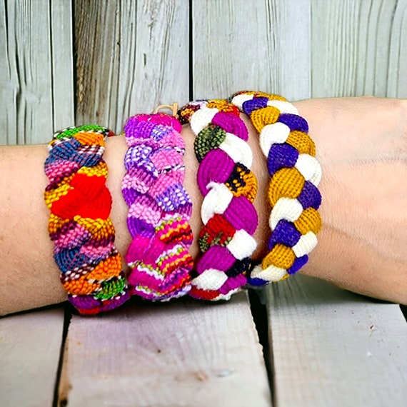 Vibrant Guatemalan Cotton Braided Bracelet | Handcrafted Tribal Wristband | Fair Trade | Adjustable Size | Boho Hippie Style | Summer Bands