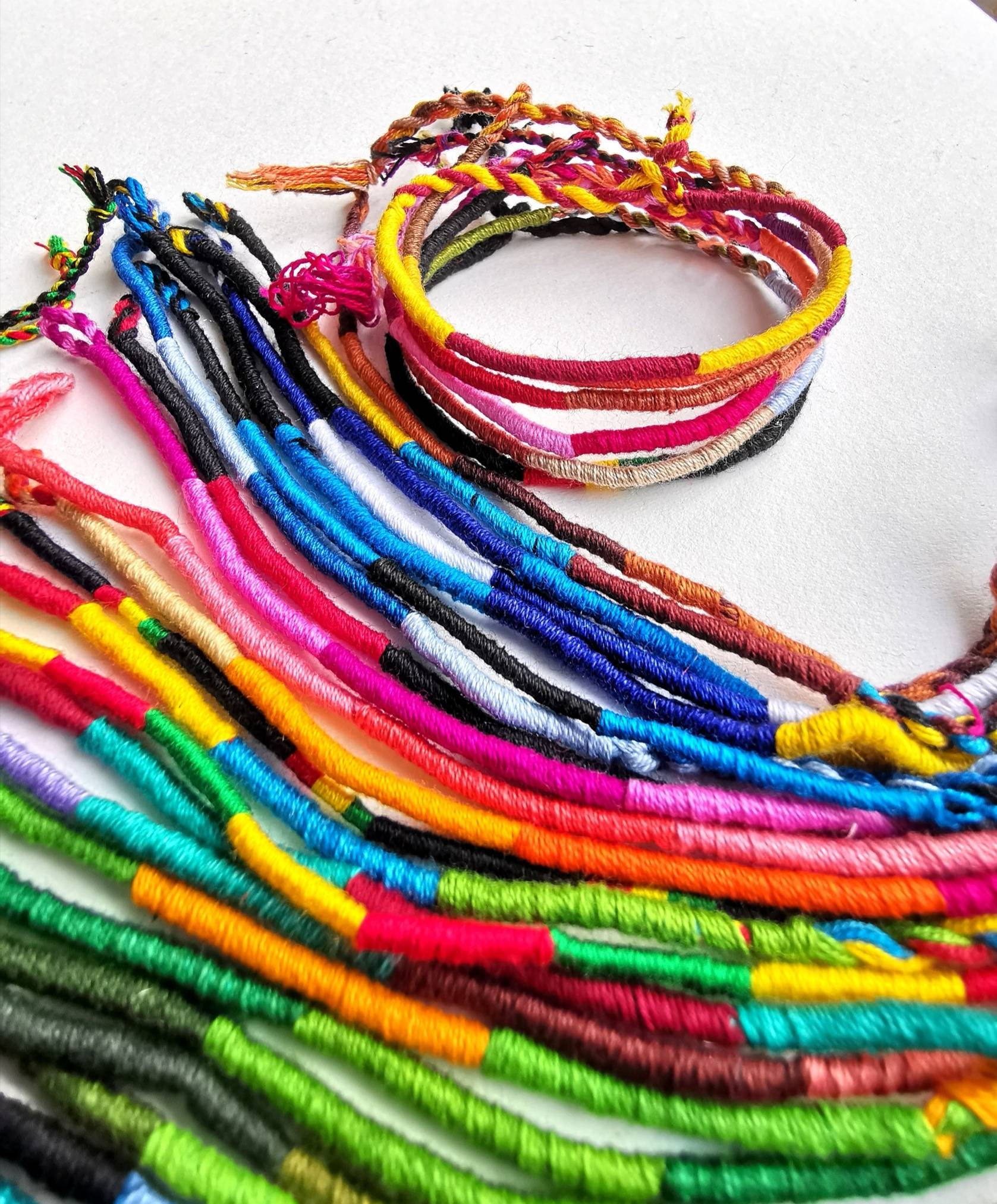 Woven Friendship Bracelet Thin Round Design Cotton Bracelet Etsy