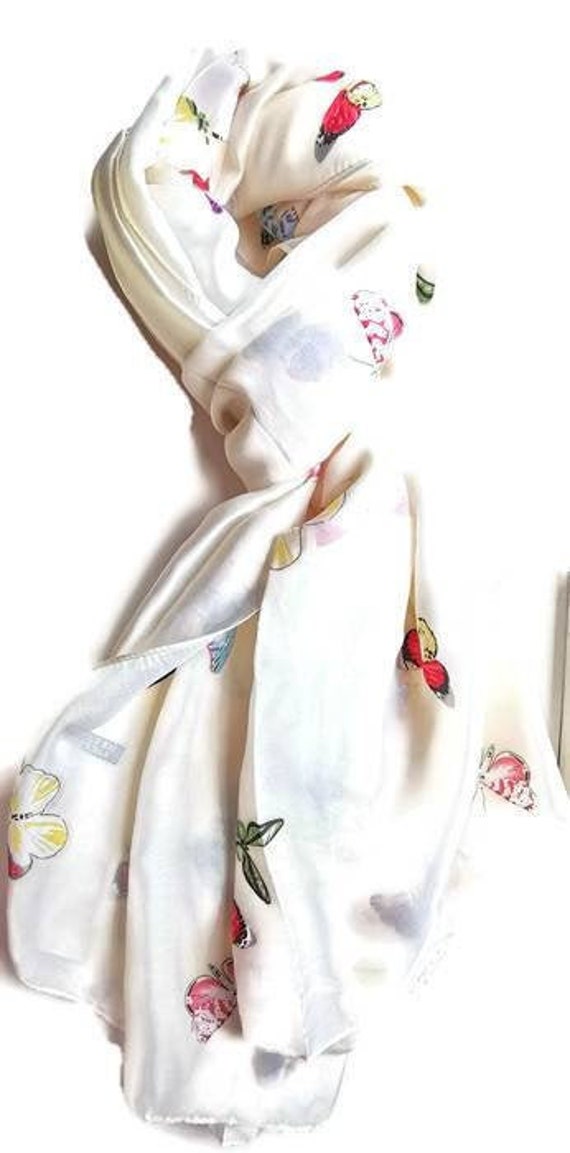 Silk Shawl Butterfly Design Cream Colour