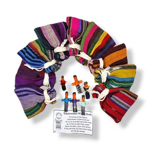 Set of 11 Guatemalan Handmade Worry Doll With a Colourful Crafted Storage  Bag Anxiety Dolls Worry Doll Guatamalan Doll. 