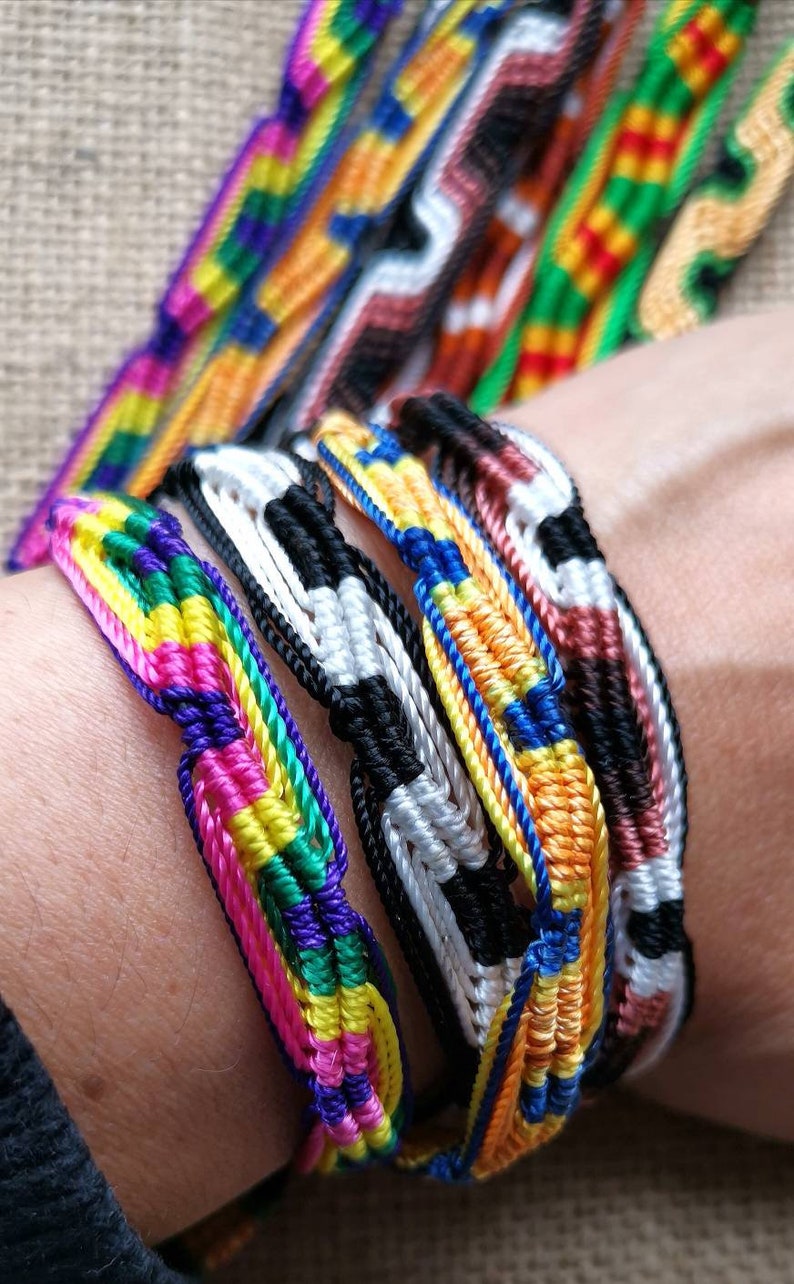Woven Friendship Bracelets Mexican Wave Design Zigzag Bracelet Etsy