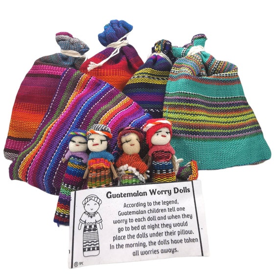 Guatemalan Worry Dolls- 4 Dolls In 1 Bag, Large dolls
