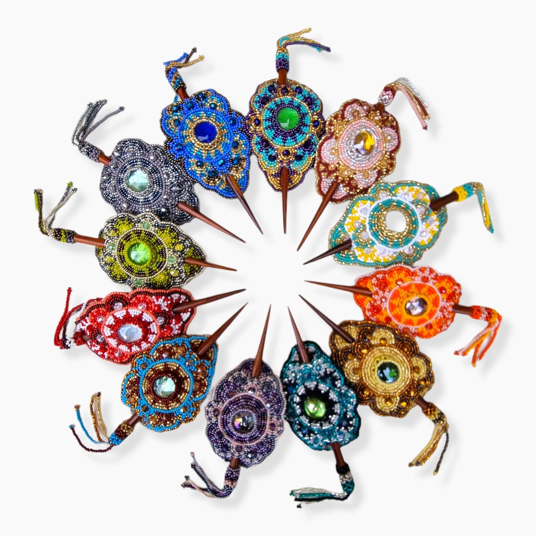 Beaded Hair Barrette Hair Clip With Wooden Slide Stick Etsy