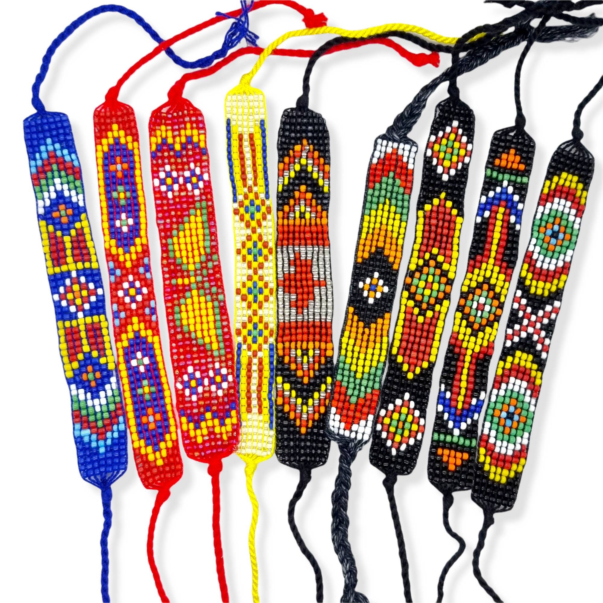 Beaded Friendship Bracelets Patterned Multi Color Boho Etsy