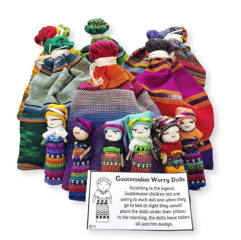 Worry Dolls 6 poppen 1 tas-Guatemalteekse-grote pop Trouble dolls-Worry People Beste vriend cadeau-verjaardagscadeau-angstcadeau-zorgenpop-etnisch afbeelding 10