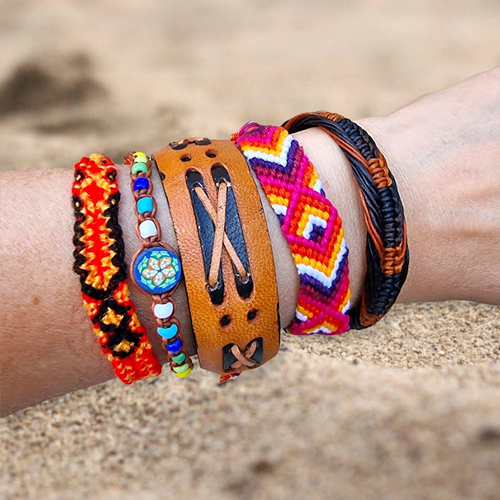 Thin Round Woven Friendship Bracelet Best Friend Gift Hippie Beach