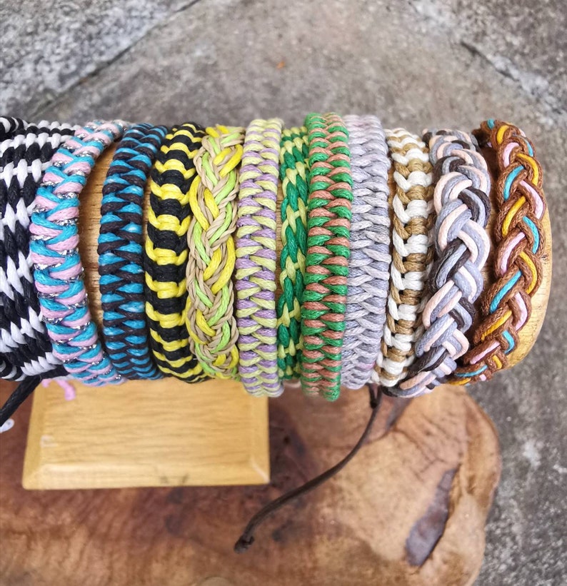 5-Pack Cool Braided Leather Hemp Friendship Bracelets - Adjustable Cuff Wristbands For Men, Green