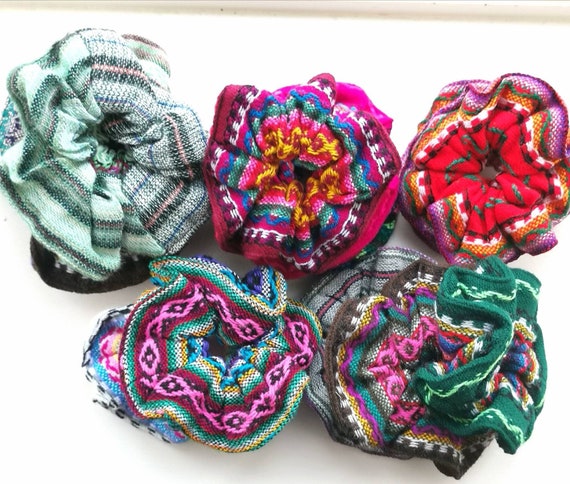 Multicolor Striped Hair Ties Or Scrunchies Ecuadorian Fabric Etsy