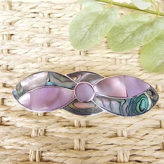 Mother of Pearl Hair Barrette, Art Deco Design, Abalone  display picture 3