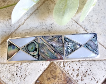Mexican Blue Dyed Mother of Pearl Shell Alpaca Silver Tone  display picture 1