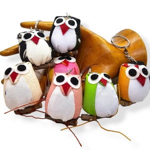 Handmade Padded Owl Keyring - Animal Keyring with Multicolour Design - Bag Charms Accessories - Bag Owl Charms- Bag Animal Accessory