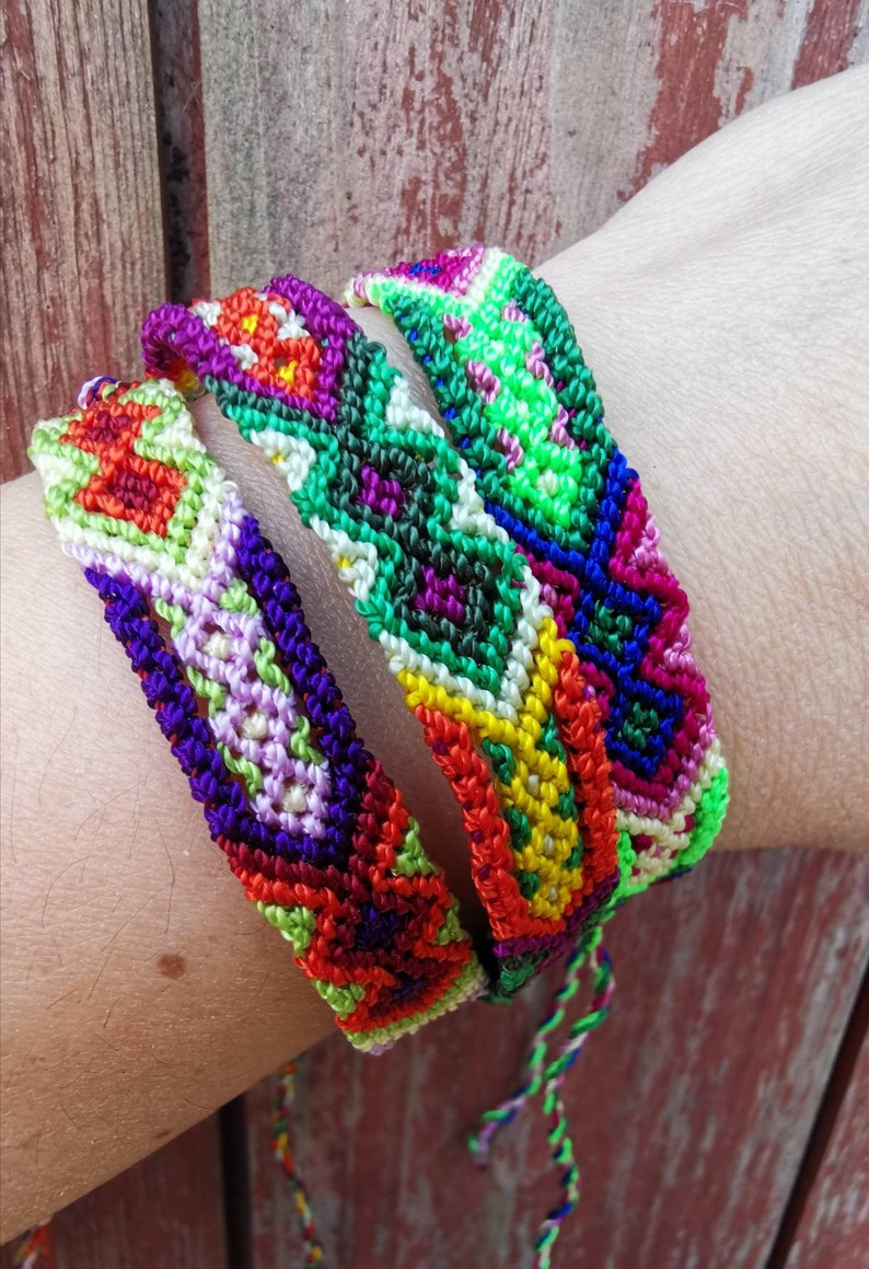 Mexican Woven Friendship Bracelet Arrowhead Design Omega Etsy