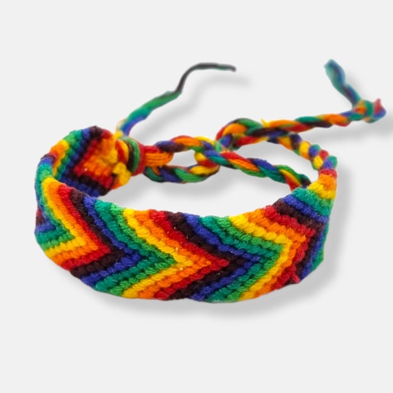 Rainbow Wristband- Woven Friendship Bracelet~ Rainbow LGBT Pride Bracelet~Tribal Rainbow Bracelet~Boho Rainbow Jewellery- knotted Bracelet